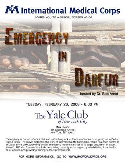 Event Promotion - Emergency in Darfur' at the Yale Club