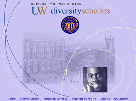 Web Design - University of Washington Diversity Scholars Animated Home Page