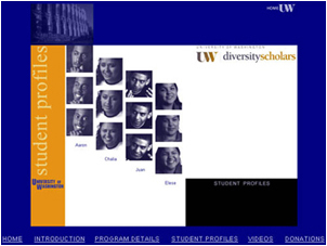 Web Design - University of Washington Diversity Scholars Secondary Pages