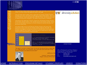 Web Design - University of Washington Diversity Scholars Secondary Pages